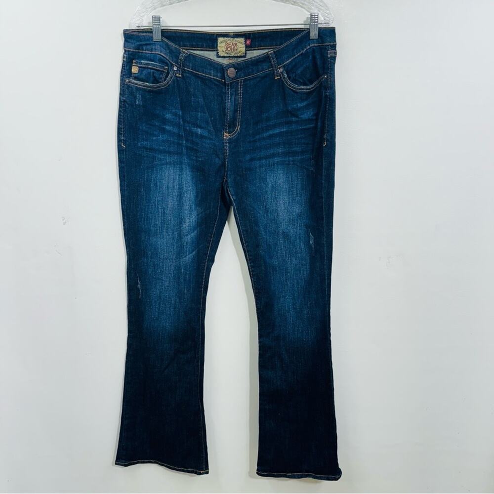 Dear John Denim Boot Cut Blue Jeans Dark Wash Stretch Cotton Blend Size 32
